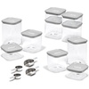 Caraway 26-Piece Ultimate Airtight Glass Food Storage Containers with Lids, Scoops, Measuring Cups and Organizers – Non-Toxic BPA-Free Stackable Space-Saving Containers for Pantry – Cream(Grey)