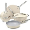Caraway 31-Piece Ceramic Cookware Bundle – Fry Pans, Saucepans, Sauté Pan, Dutch Oven, Petite Cooker, Stir Fry, Rondeau, Stock Pot, Grill & Griddle Pans, Roasting Pan, Racks, Organizers – Navy(Cream)