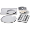 Caraway 5-Piece Bakeware+ Set – 15” Pizza Pan, 9” Pie Pan, 18” x 13” Cookie Sheet, 24-Cup Mini Muffin Pan and Fluted Cake Pan – Oven Safe up to 550ºF – Non-Toxic, PTFE & PFOA Free – Perracotta(Cream)