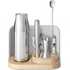 Caraway 9-Piece Complete Bar Set – Cocktail Shaker, Jigger, Muddler, Wine Key, Strainer, Bar Spoon, Storage Organizer, Magnetic Backer – Bartender Accessories – Tools for Home Bartending – Cream(Gray)