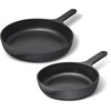 Caraway Enameled Cast Iron Bundle – 8″ Mini Skillet, 1.8 qt Sauce Pan with Lid & Storage Organizer – Durable, Non-Toxic Cookware for Stovetop & Oven – No Seasoning Required – Cream(Charcoal)