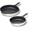 Caraway Enameled Cast Iron Bundle – 8″ Mini Skillet, 1.8 qt Sauce Pan with Lid & Storage Organizer – Durable, Non-Toxic Cookware for Stovetop & Oven – No Seasoning Required – Cream(Cream)
