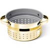 Caraway Small & Large Steamer Set – Made with Handles – Non Stick, Non Toxic Coating – Steam Veggies, Seafood, and More – Compatible With Our Dutch Oven or Sauce Pan – 3qt & 6.5qt – Stainless Steel(Gold)