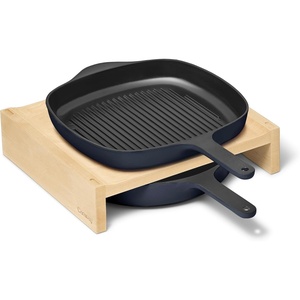 Caraway 10.5” Cast Iron Skillet & Grill Pan Duo – Enameled Cookware Set with Non-Toxic 3-Layer Enamel Coating – No Seasoning Required – Compatible with All Stovetops – Midnight Blue(Midnight Blue)