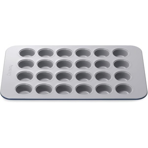 Caraway 24-Cup Mini Muffin Pan – Non-Stick Ceramic Baking Pan – Ergonomic & Easy to Handle – Oven Safe up to 550ºF – Non-Toxic, PTFE & PFOA Free – Perracotta(Navy)