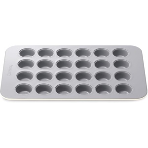 Caraway 24-Cup Mini Muffin Pan – Non-Stick Ceramic Baking Pan – Ergonomic & Easy to Handle – Oven Safe up to 550ºF – Non-Toxic, PTFE & PFOA Free – Perracotta(Cream)