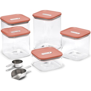 Caraway 26-Piece Ultimate Airtight Glass Food Storage Containers with Lids, Scoops, Measuring Cups and Organizers – Non-Toxic BPA-Free Stackable Space-Saving Containers for Pantry – Cream(Perracotta)