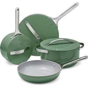 Caraway 31-Piece Ceramic Cookware Bundle – Fry Pans, Saucepans, Sauté Pan, Dutch Oven, Petite Cooker, Stir Fry, Rondeau, Stock Pot, Grill & Griddle Pans, Roasting Pan, Racks, Organizers – Navy(Sage)