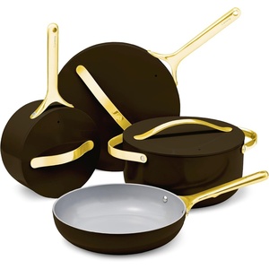 Caraway 31-Piece Ceramic Cookware Bundle – Fry Pans, Saucepans, Sauté Pan, Dutch Oven, Petite Cooker, Stir Fry, Rondeau, Stock Pot, Grill & Griddle Pans, Roasting Pan, Racks, Organizers – Navy(Black)