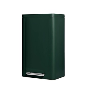 Caraway 45L Rectangular Step Trash Can – 13 Gallon Stainless Steel Trash Can with Quiet Close Lid and Fingerprint-Resistant Finish – Midnight(Emerald)