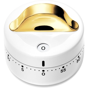 Caraway Mechanical Kitchen Timer – Stainless Steel 60 Minute Wind Up Timer – Side and Top Display for Cooking, Baking, and Daily Routines – Cream(White)