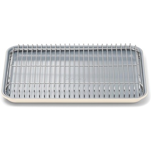 Caraway Non-Stick Ceramic Baking Sheet & Cooling Rack Bundle – Ceramic Coated – Non-Toxic, PTFE & PFOA Free – Large (18″x13″), Small (9”x13”), & Cooling Racks – Gray(Cream)