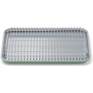 Caraway Non-Stick Ceramic Baking Sheet & Cooling Rack Bundle – Ceramic Coated – Non-Toxic, PTFE & PFOA Free – Large (18″x13″), Small (9”x13”), & Cooling Racks – Gray(Sage)