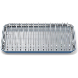Caraway Non-Stick Ceramic Baking Sheet & Cooling Rack Bundle – Ceramic Coated – Non-Toxic, PTFE & PFOA Free – Large (18″x13″), Small (9”x13”), & Cooling Racks – Gray(Slate)
