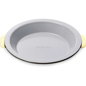 Caraway Pie Pan – 9” Non-Stick Ceramic Baking Pan with Handles – Oven Safe up to 550ºF – Non-Toxic, PTFE & PFOA Free – Perracotta(Black)