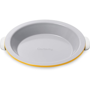 Caraway Pie Pan – 9” Non-Stick Ceramic Baking Pan with Handles – Oven Safe up to 550ºF – Non-Toxic, PTFE & PFOA Free – Perracotta(Marigold)