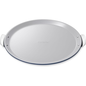 Caraway Pizza Pan – 15” Non-Stick Ceramic Baking Pan with Handles – Oven Safe up to 550ºF – Non-Toxic, PTFE & PFOA Free – Perracotta(Navy)