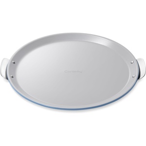 Caraway Pizza Pan – 15” Non-Stick Ceramic Baking Pan with Handles – Oven Safe up to 550ºF – Non-Toxic, PTFE & PFOA Free – Perracotta(Slate)