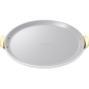 Caraway Pizza Pan – 15” Non-Stick Ceramic Baking Pan with Handles – Oven Safe up to 550ºF – Non-Toxic, PTFE & PFOA Free – Perracotta(White)