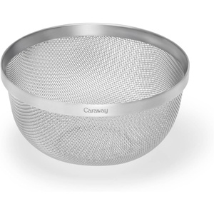 Caraway Stainless Steel Strainer – 2 qt Kitchen Strainer – Mesh Colander with Raised Base for Efficient Drainage – Non-Toxic, PFAS-Free(Stainless Steel)