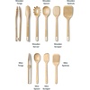 Caraway 9-Piece Wooden Kitchen Utensils Set for Cooking, Serving, and Plating – Includes Full-Size and Mini Spoons, Scrapers, Spatulas, Tongs and Server – Birch Wood